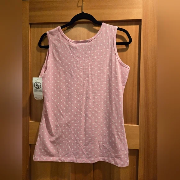Christine Alexander Light Pink Polka Dot Tank Top W Swarovski Crystals - Picture 2 of 5